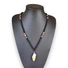 Oniks Ametist Sitrin Uçlu Doğal Taş Kolye