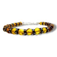 925 Ayar Gümüş Baltık Damla Kehribar ve Hematit Bileklik