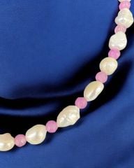 Lila Ametist Doğal Taşlı Doğal İnci Kolye