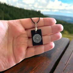 Yemen Zırhı Hilye-i Şerif Akik Taşı Dualı Doğal Taş Kolye